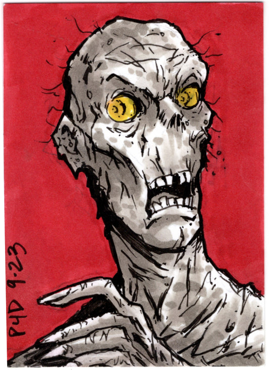 Red zombie Sketch Card