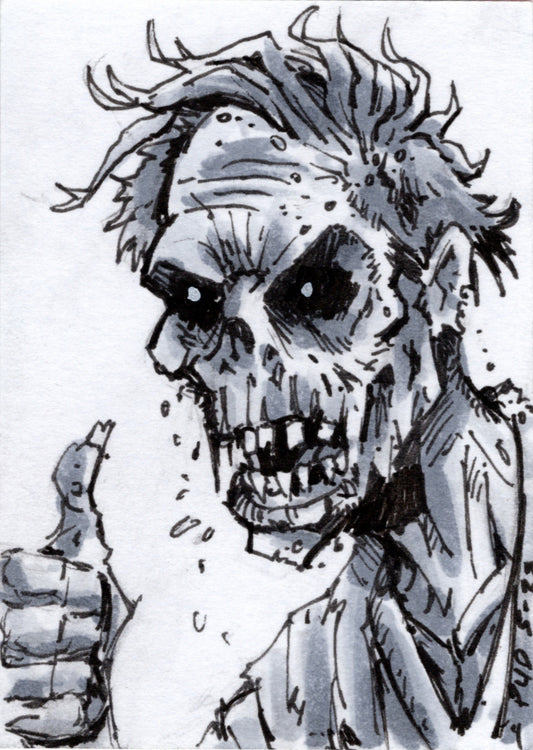 Thumbs up zombie Sketch Card